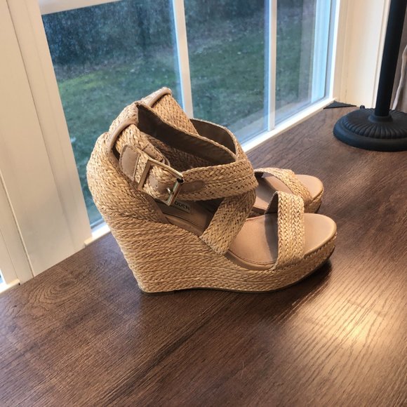 Steve Madden Natural Woven Platform Sandal Heel - Picture 3 of 8